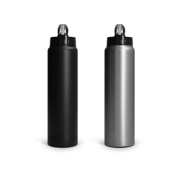 BOUTEILLE GOURDE 1 L INOX AVEC PAILLE - Argent