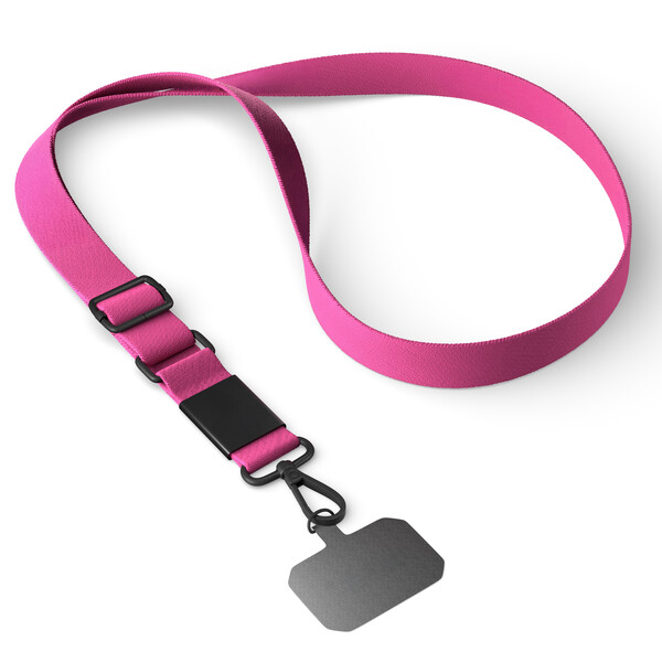 Étui tissé réglable pour téléphone portable avec votre logo gravé sur la plaque métallique. A partir de 100pcs - Rouge violet