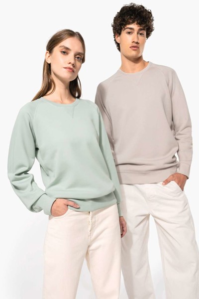 Men's Organic Cotton Crew Neck Raglan Sleeve Sweatshirt - Snow Grey / L