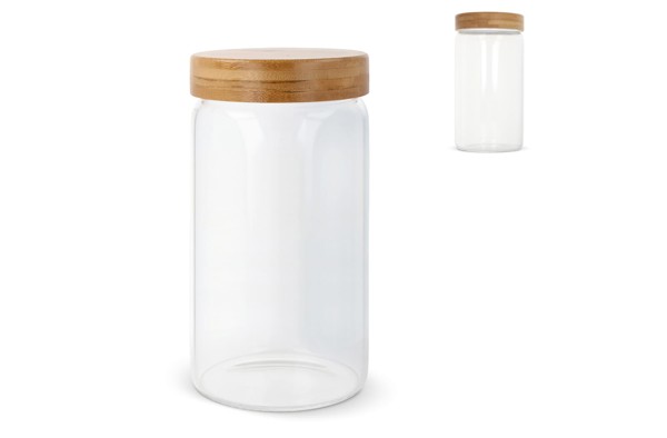 Canister glass &amp; bamboo 1200ml