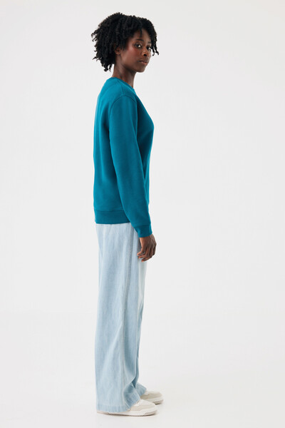 Mikina IQONIQ Torla z recyklované bavlny - Dark Teal / S