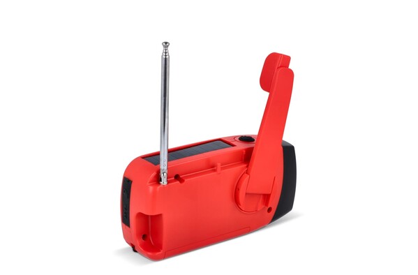 SafeSound Emergency Radio with Solar and Manual Winding - Red