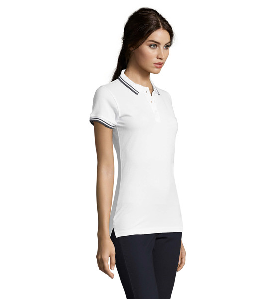 Ženska polo majica Pasadena, 100% bombaž, 200 g - Bela / mornarica / L