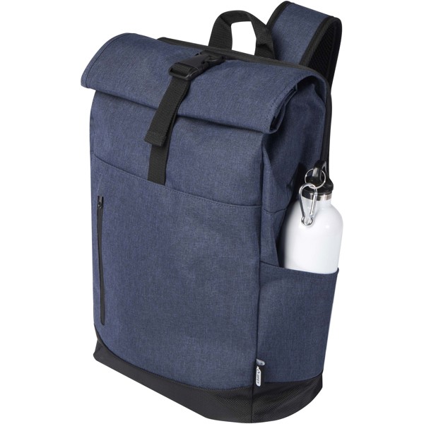 Sac à dos Libra recyclé GRS avec rabat enroulable pour ordinateur portable de 15,6" 12L - Bleu cobalt