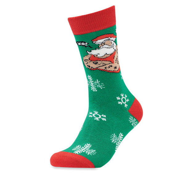 Pair of Christmas socks L Joyful L - Green