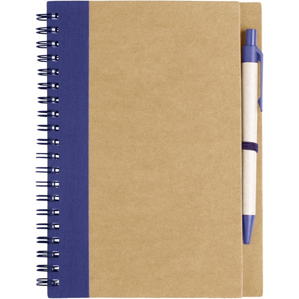 Carnet de notes recyclé avec stylo Priestly - Naturel / Marine