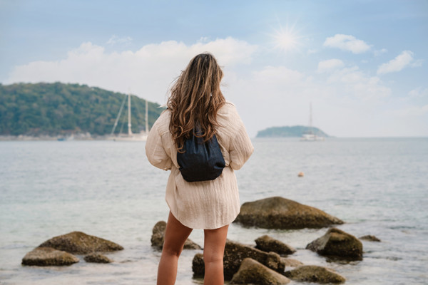 Impact Aware drawstring backpack, recycled denim 320gsm