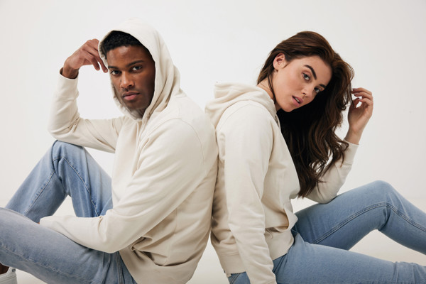 Lehká mikina s kapucí Iqoniq Rila z recykl. bavlny - Ivory White / XXXL