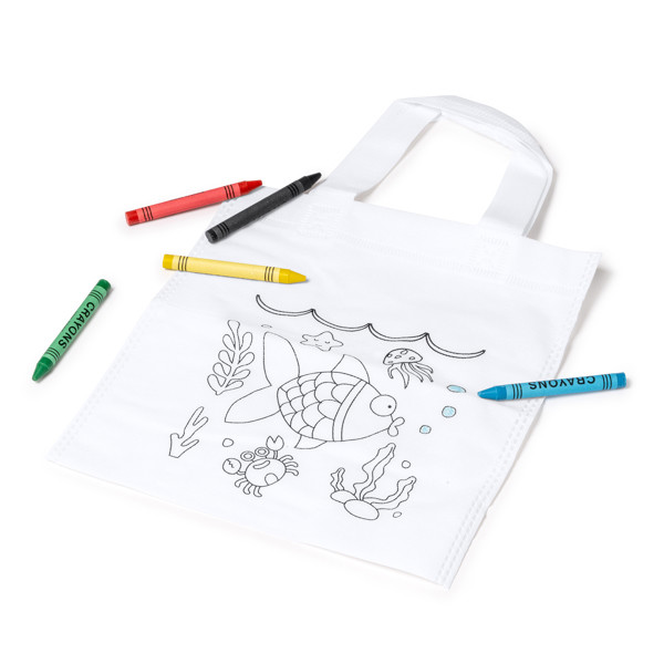 Bolsa infantil personalizada de non-woven con espacio para colorear y ceras