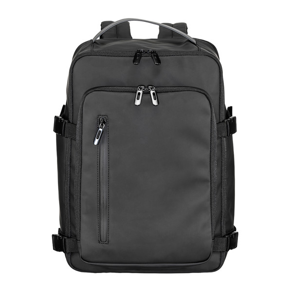 Cabin Size Travel Backpack With Laptop Holder (15) In Soft, Water-Resistant Pu - Black