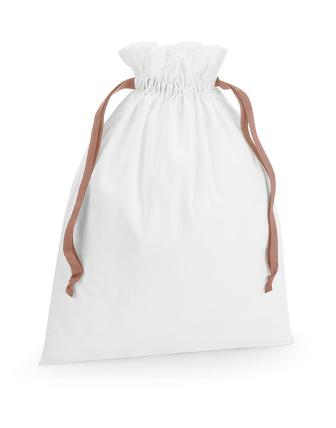 Cotton Gift Bag With Ribbon Drawstring - Soft White / Black / S