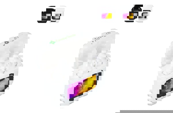 Wireless ANC Earbuds with LCD Touchscreen Control - White