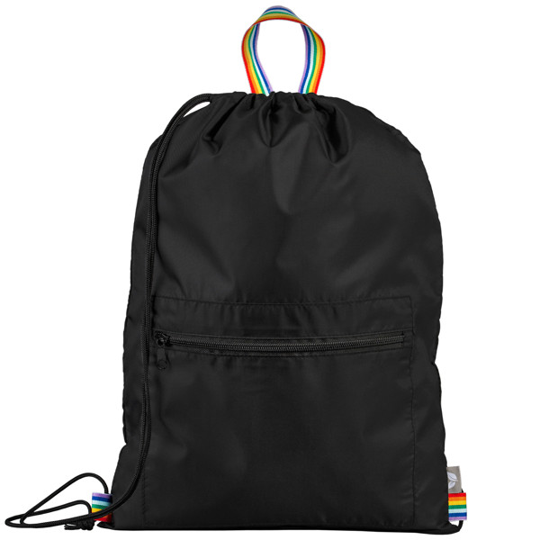 Spectrum Recycled Polyester Drawstring Bag - 8 L - Black / Silkscreen