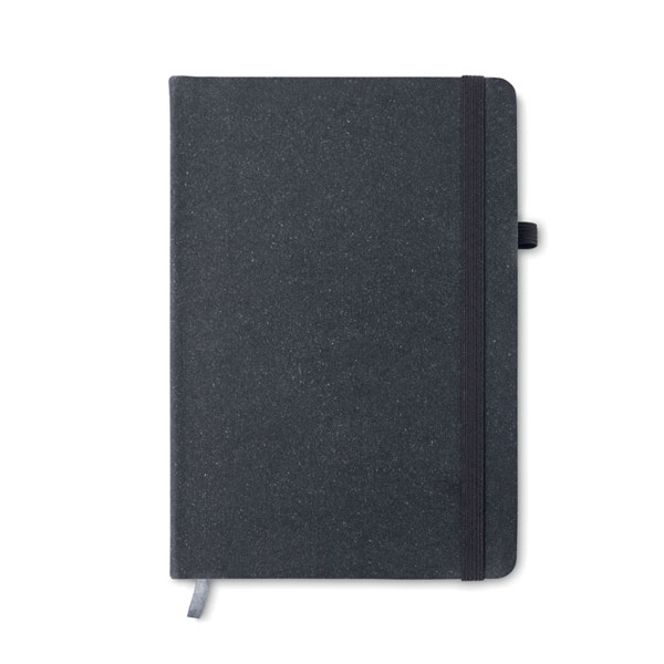 Recycled PU A5 lined notebook Baobab - Black