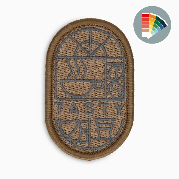 Embroidered patch with merrow border - 7cm / Iron-on