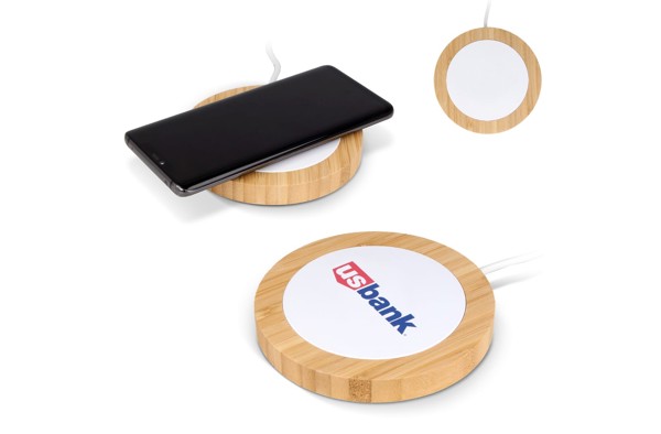 Wireless charger bamboo &amp; RABS 15W - White / Nature
