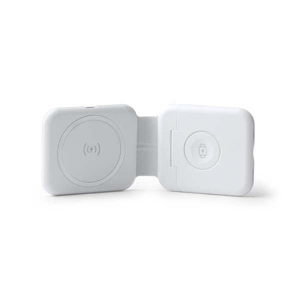 Cargador inalámbrico plegable personalizado 3 en 1 15W para smartphone, auriculares y smartwatch