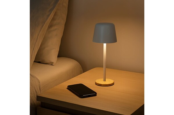 Lampe de table Solis à intensité variable avec pied en bambou - Blanc