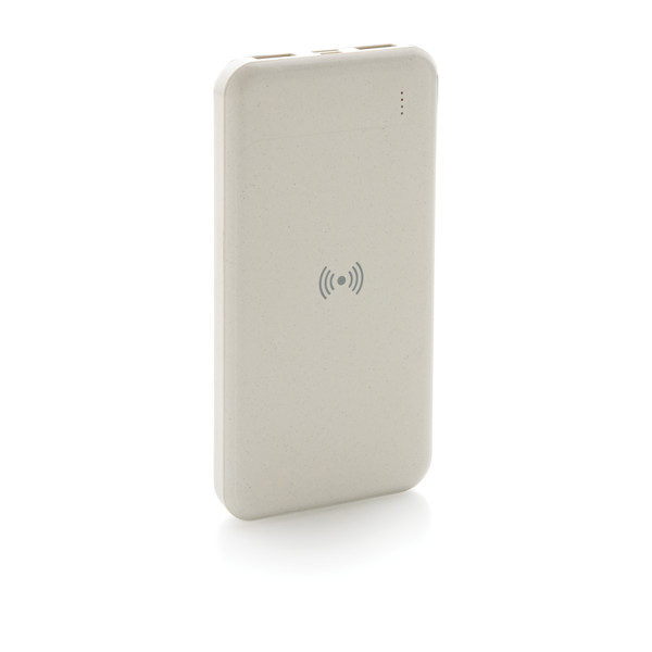 RCS standard recycled plastic wireless powerbank - White