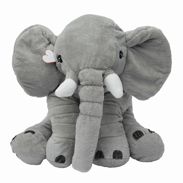 Large Plush Elephant Lounis - Grey