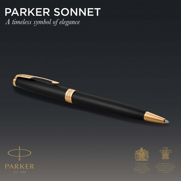 Parker SONNET Ballpoint Pen, Matte Black with Palladium Trim - Gold