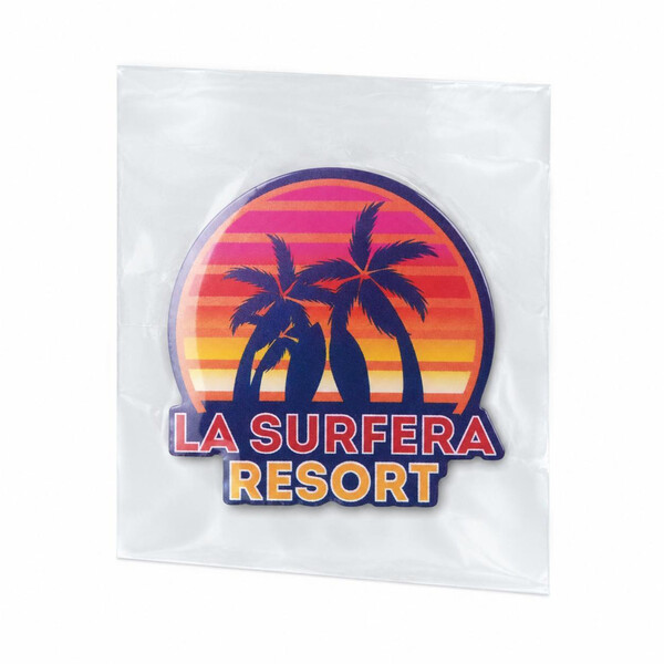 Custom shape stainless steel lapel pin with full colour doming - 20mm / Individual polybag