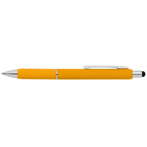Serena Retractable Gel Pen w/Stylus - Yellow / Silkscreen