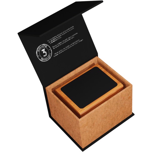 SCX.design O12 wooden light-up logo pencil holder with dual USB output