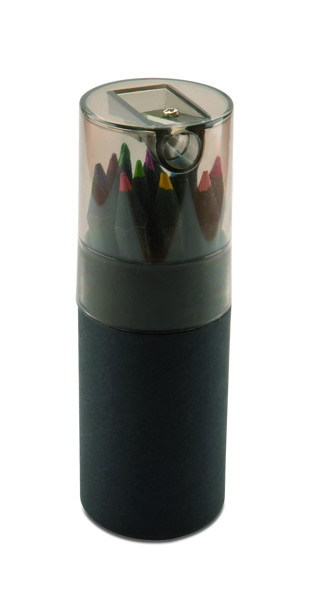 Blocky colouring pencil set 12pcs, sharpener lid