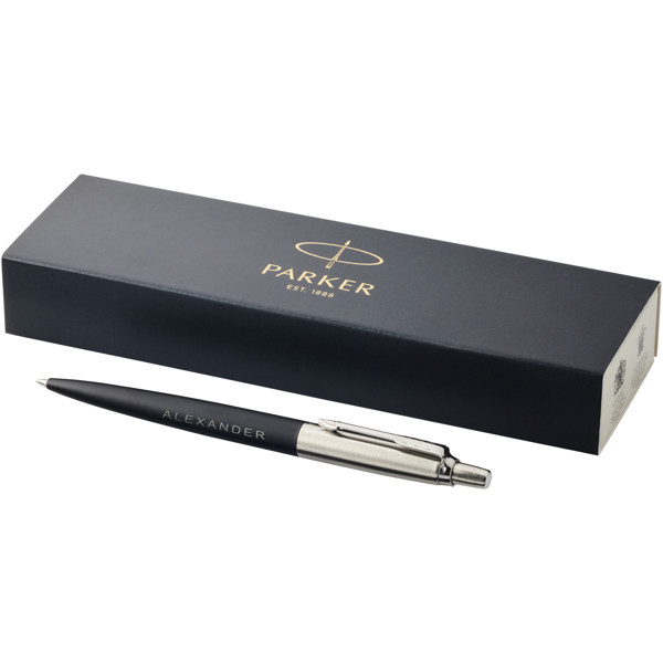 Parker Jotter Bond Street ballpoint pen (blue ink) - Solid Black / Silver