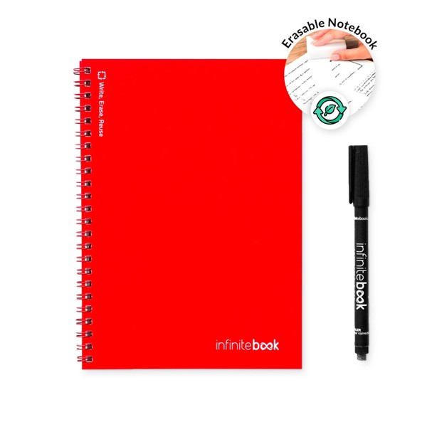 INFINITEBOOK PLAIN A5. Infinitebook s flexibilným obalom a 15 obyčajnými stránkami na tabuľu - Červená
