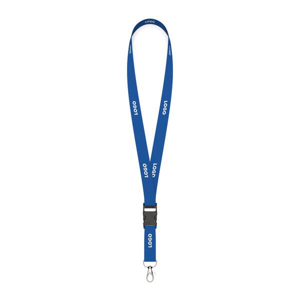 Detachable polyester pantone matched screenprint lanyard - ClearSky Blue / 20mm width / Metal carabiner