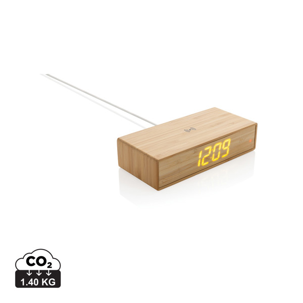 XD - Bamboo alarm clock with 5W wireless charger