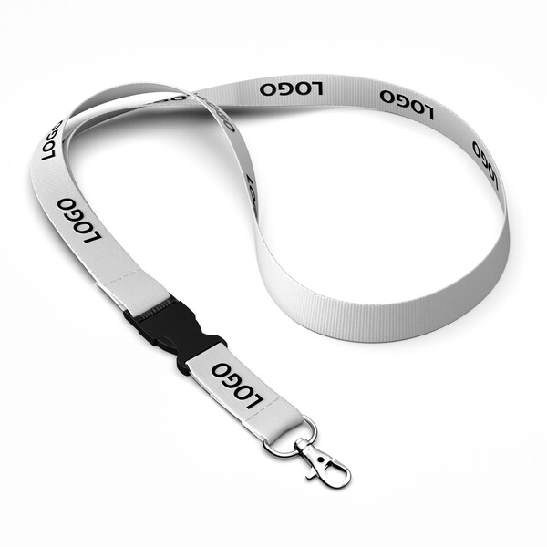 Detachable Organic Cotton screenprint lanyard - 20mm width / Metal carabiner
