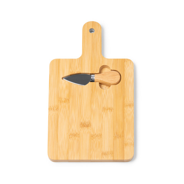 Tabla de quesos personalizada de bambú con cuchillo de acero inoxidable