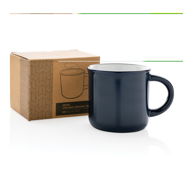 Mug 280ml vintage en céramique - Bleu Marine