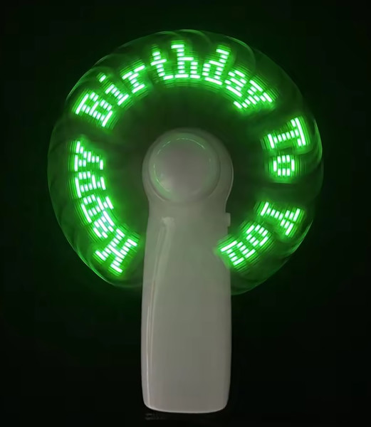 Vreckový vetráčik s LED sloganom - WHITE