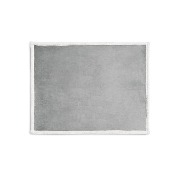 HEIDEN. Reversible fleece blanket (190 g/m²) with satin ribbon and personalised card - Grey