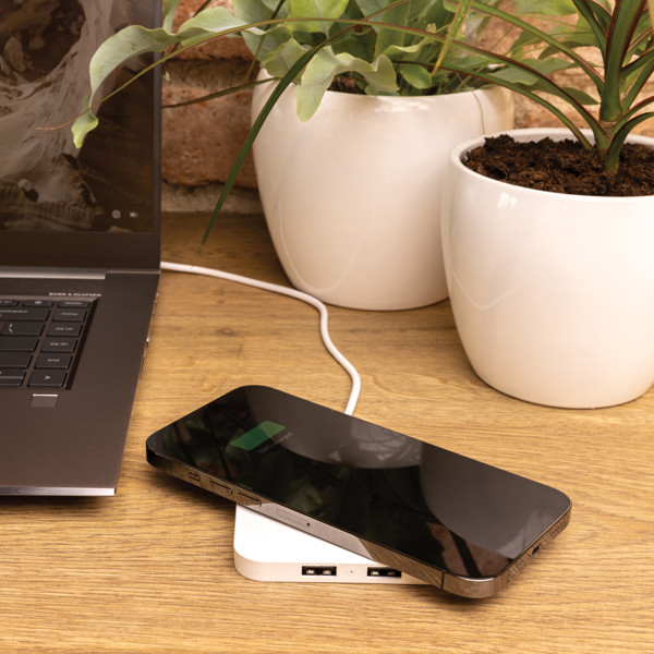 Xd Collection brezžični polnilnik 10W, dvojni USB - Bela