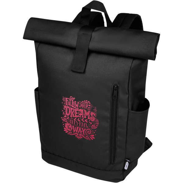 Sac à dos Byron de 18 L en RPET GRS 15,6" avec dessus enroulable - Noir