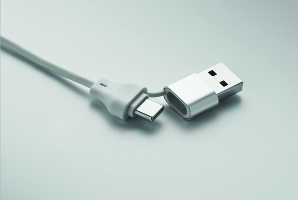 Key ring with 4 in 1 60W cable Bule - White