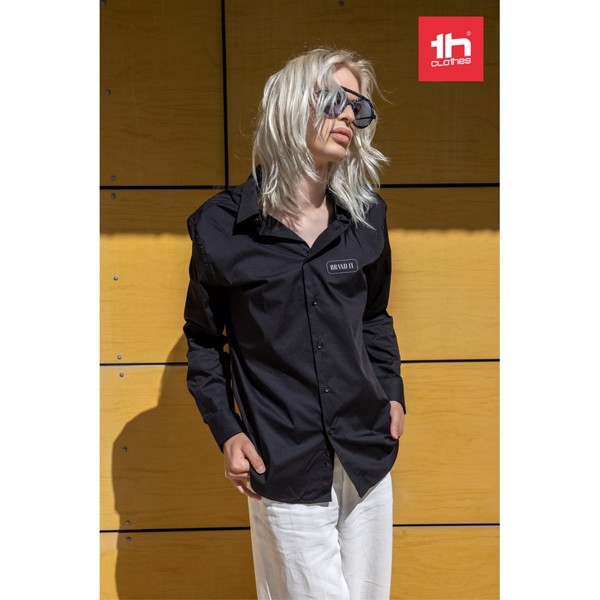 THC PARIS. Pánská popelínová košile s dlouhým rukávem - Černá / L