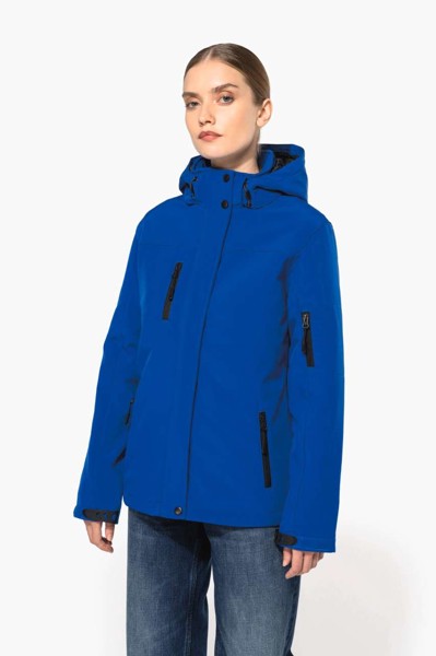 Ladies’ Hooded Softshell Lined Parka - Titanium / XL