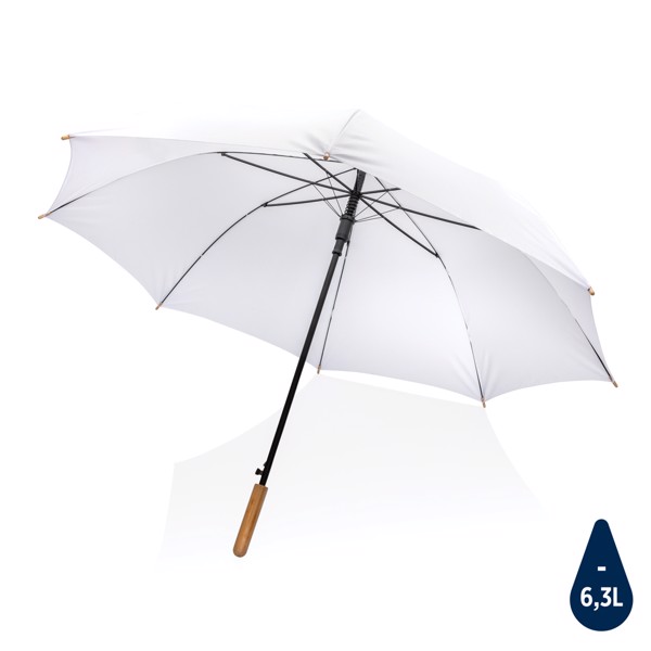 27" Impact AWARE™ RPET 190T auto open bamboo umbrella - White