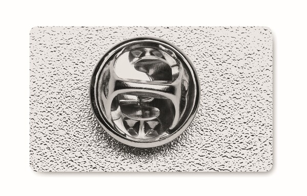 Rectangle metal lapel pin with doming - Nickel / Tissue paper wrapping