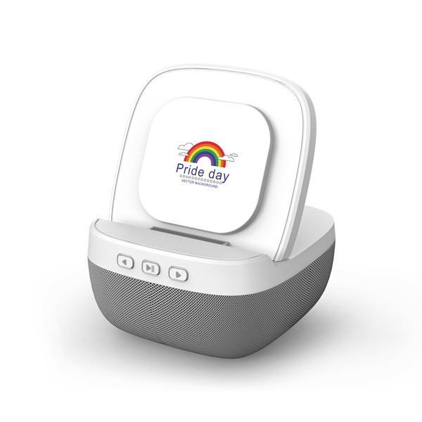 Bluetooth speaker with wireless charger - WHITE