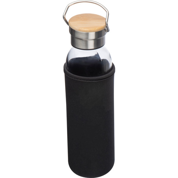 Glass bottle with neoprene sleeve, 600ml RAMONA - Black