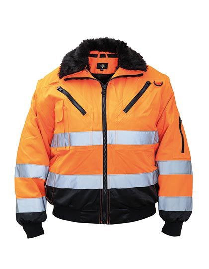 Robust 4-In-1 Hi-Vis Pilot Jacket Oslo - Signal Orange / Black / 4XL