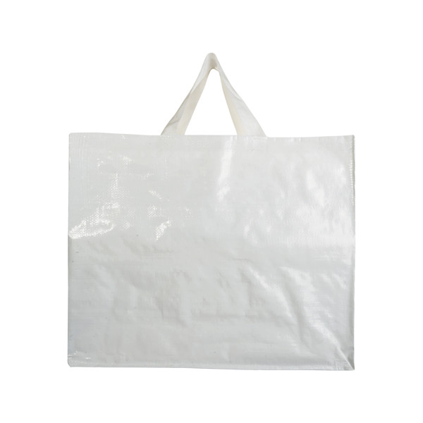 Recycled Laminated 120 G/M2 Pp Shopping Bag With Gusset And Short  Handles - White