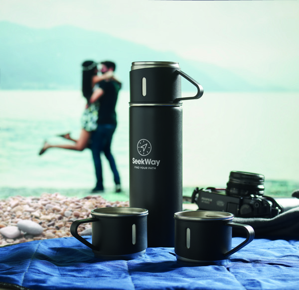 Conjunto garrafa e caneca aço Sharm
